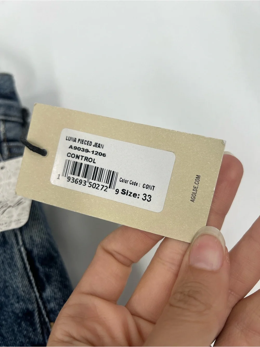 Agolde Luna Pieced Dark Wash Horseshoe Barrel Denim Jeans in Control 33 NWT